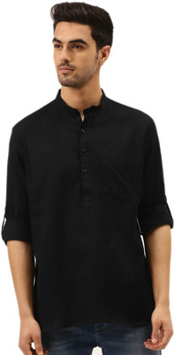 Rajubhai Hargovindas Men Solid Straight Kurta(Black)