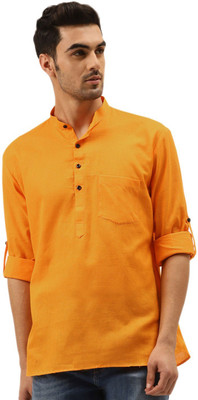 Rajubhai Hargovindas Men Solid Straight Kurta(Yellow)