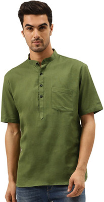 Rajubhai Hargovindas Men Solid Straight Kurta(Green)