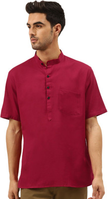 Rajubhai Hargovindas Men Solid Straight Kurta(Maroon)