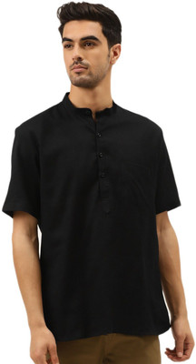 Rajubhai Hargovindas Men Solid Straight Kurta(Black)