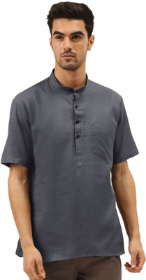 Rajubhai Hargovindas Men Solid Straight Kurta(Grey)