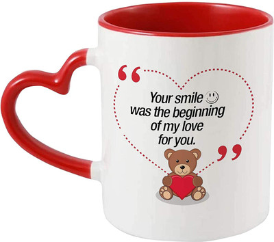 Sublikraft Your Smile was The Beginning of My Love for You Quotes Ceramic Coffee Mug(330 ml)
