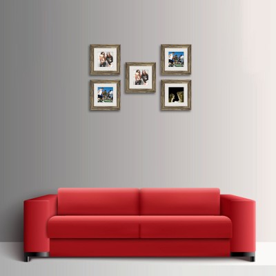 Artzfolio Polymer Wall Photo Frame(Gold, 5 Photo(s), 6x6inch;SET OF 5 PCS With Mount)