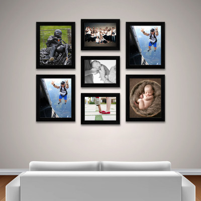 Artzfolio Polymer Wall Photo Frame(Black, 7 Photo(s), 6x8-3pc;8x10-4pc;SET OF 7 PCS)