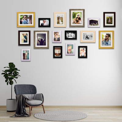 Artzfolio Polymer Wall Photo Frame(Multicolor, 16 Photo(s), 4x6-8pc;6x8-4pc;8x10-4pc;SET OF 16 PCS)