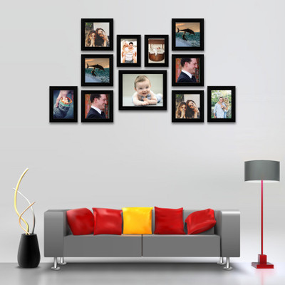 Artzfolio Polymer Wall Photo Frame(Black, 11 Photo(s), 4x6-2pc;5x7-2pc;6x6-6pc;8x10-1pc;SET OF 11 PCS)