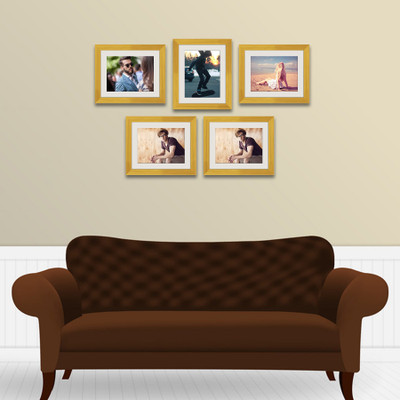Artzfolio Polymer Wall Photo Frame(Gold, 5 Photo(s), 8x10inch;SET OF 5 PCS With Mount)