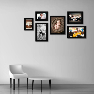 Artzfolio Polymer Wall Photo Frame(Black, 6 Photo(s), 4x6-2pc;6x8-1pc;6x10-2pc;8x10-1pc;SET OF 6 PCS)
