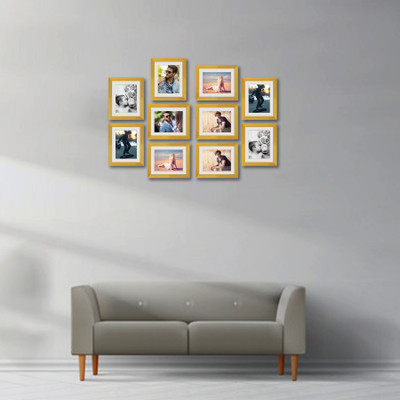 Artzfolio Polymer Wall Photo Frame(Gold, 10 Photo(s), 8x10inch;SET OF 10 PCS With Mount)