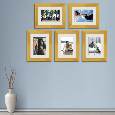 Artzfolio Polymer Wall Photo Frame(Gold, 5 Photo(s), 6x8inch;SET OF 5 PCS With Mount)