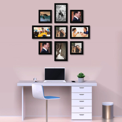 Artzfolio Polymer Wall Photo Frame(Black, 9 Photo(s), 6x6-5pc;6x10-4pc;SET OF 9 PCS)