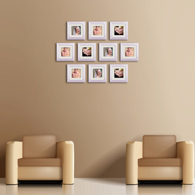 Artzfolio Polymer Wall Photo Frame(White, 10 Photo(s), 6x6inch;SET OF 10 PCS With Mount)