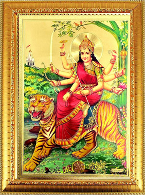 SUNINOW gold foil embossed Durga maa photo frame Religious Frame