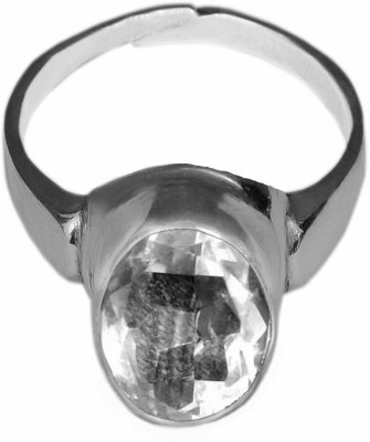 Takshila Gems Natural White Topaz Ring in Silver 925 Lab Certified Adjustable Ring, White Topaz Stone Ring (6.25 Ratti / 5.62 Carat) Silver Topaz Ring