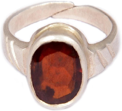 Takshila Gems Natural Gomed Stone Ring in Silver 925 Lab Certified Adjustable Ring 6.25 Ratti / 5.62 Ratti (Hessonite Stone Ring) Stone, Silver Silver Plated Ring