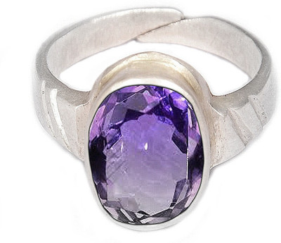 Takshila Gems Natural Amethyst Ring in Silver 925 Lab Certified Adjustable Ring in Silver 925, Katela Stone Ring (10 Ratti / 9 Carat) Stone Amethyst Ring