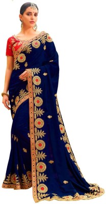 VIRTOYA FAB Embroidered Bollywood Art Silk Saree(Blue)