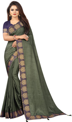 91% OFF on FABREXA Solid/Plain Banarasi Pure Silk, Cotton Silk Saree(Dark Green)
