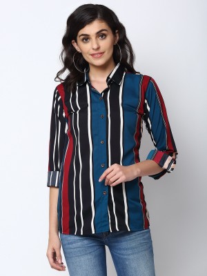 Enchanted Drapes Women Striped Casual Multicolor Shirt