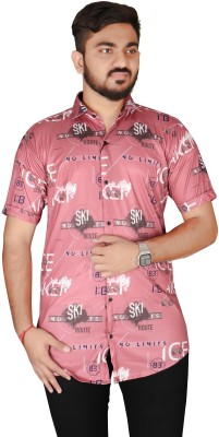 JUHIL BAZAR Men Printed Casual Pink Shirt
