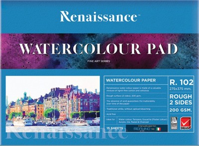 Renaissance Fabriano Water Colour Pad R-102 A3 Size (275 x 375 mm 200 GSM. 15 Sheets) Sketch Pad(15 Sheets)