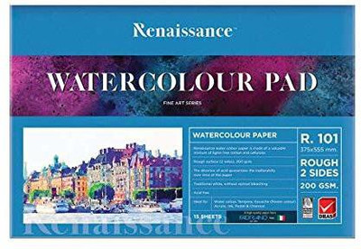 Renaissance Fabriano Water Colour Pad R-101A2 Size (375 x 555 mm 200 GSM. 15 Sheets) Sketch Pad(15 Sheets)