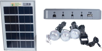 SOLAR UNIVERSE INDIA DC Lighting System & Inverter with 60W DC Output,3 LEDbulbs,Panel & USB Chargers Solar Light Set(Free Standing Pack of 1)