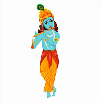 Printart 101.6 cm Krishna Artistic Wallpaper Non-Reusable Sticker(Pack of 1)