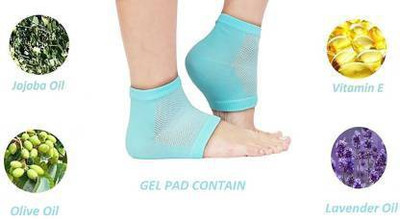Classic deal anti crack heel socks Heel Protector Socks Toe Free Heel Heel Support(Blue)