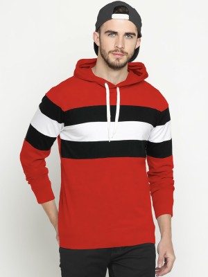 LEWEL Colorblock Men Hooded Neck Red T-Shirt