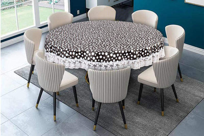 MONKDECOR Printed 4 Seater Table Cover(Black, PVC)