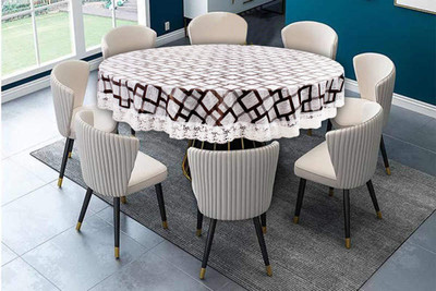 MONKDECOR Printed 4 Seater Table Cover(Grey, PVC)