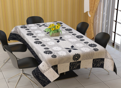 Luxury Crafts Printed 6 Seater Table Cover(Black, Polyester)