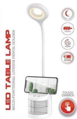A 1 ROCK LIGHT RL TABLE WITH PEN STAND & MOBILE STAND Study Lamp(11.6 cm, White)