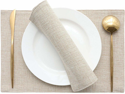 Casanest Rectangular Pack of 6 Table Placemat(Grey, Jute)