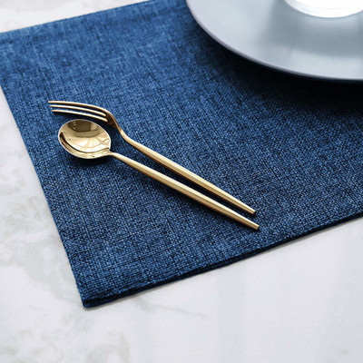 Casanest Rectangular Pack of 6 Table Placemat(Dark Blue, Jute)