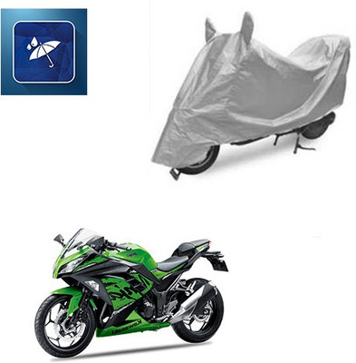 SRENTERPRISES Two Wheeler Cover for Kawasaki(Ninja 300, Silver)