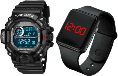HUNTER HAWK Sports Time Alarm/Day-Date Multi functional(Pack of 2) Digital Watch  - For Men