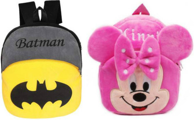 7Eleven Enterprise BM-combo of 2 grey batman,pink minnie_385 12 L Backpack(Multicolor)