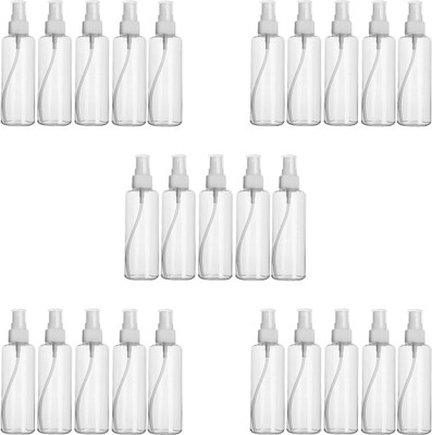 Home Tech Refillable Fine Mist Spray Bottle 200ml Empty Transparent (Pack of 25) 200 ml Spray Bottle(Pack of 25, White, Plastic)
