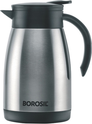 BOROSIL 750ml Vacuum Insulated Teapot, 16 Hrs. Hot & 24 Hrs. Cold Carafe, Silver 750 ml Flask(Pack of 1, Silver, Black, Steel)