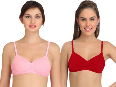Selfcare Women T-Shirt Lightly Padded Bra(Red, Pink)