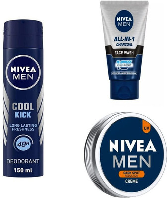 NIVEA 150ML , All In One Charcoal Face Wash 50 Ml , Dark Spot(3 Items in the set)