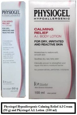 PHYSIOGEL HYPO ALLERGENIC CALMING RELIEF A I BODY LOTION 100ml WITH RELIEF A.I. Cream 50gm(150 ml)