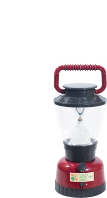 SOLAR UNIVERSE INDIA Solar LED Lamp cum Lantern with 360 degrees white LED lighting, Fancy Body with Plastic Handle, inbuilt battery & solar panel - 6 Modes 4 hrs Lantern Emergency Light(Red)