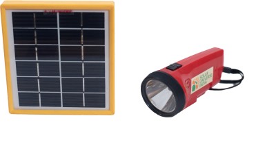 SOLAR UNIVERSE INDIA SUI Rechargeable Solar LED Torch with 2 Light Modes, Inbuilt Lithium Battery, 2W Solar Panel and Hybrid Charging 5 hrs Torch Emergency Light(Red)