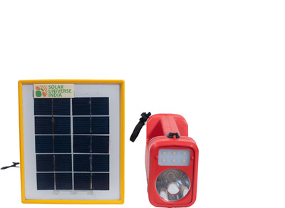SOLAR UNIVERSE INDIA Solar Kisan LED Torch & Reading Light (2 Modes) - Weatherproof, Handy & Hybrid with Inbuilt Battery & 3W Solar Panel 6 hrs Torch Emergency Light(Red)