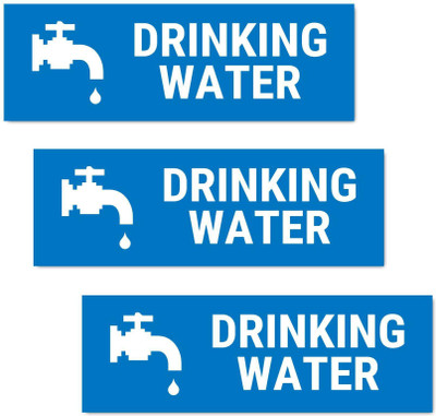 Mindcraftz Drinking Water Signboard sticker Blue color Pack of 3 | 12 x 4 inches Emergency Sign