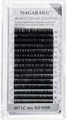 Nagaraku Volume Eyelash Extensions 0.07 LC curl 7-15mm Mix Individual Russian Faux Mink Cluster Lashes Matte Soft Natural(Pack of 1)